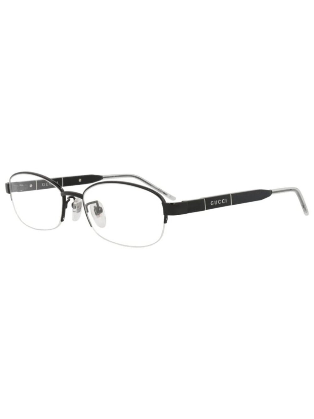 New Gucci Women's Eyeglasses Round Oval Titanium Frame Black Black Transparent